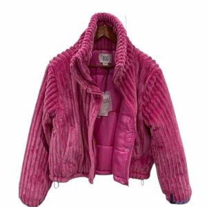 NEW Urban outfitters BDG Isla Funnel Neck Pink Corduroy Puffer Winter Coat